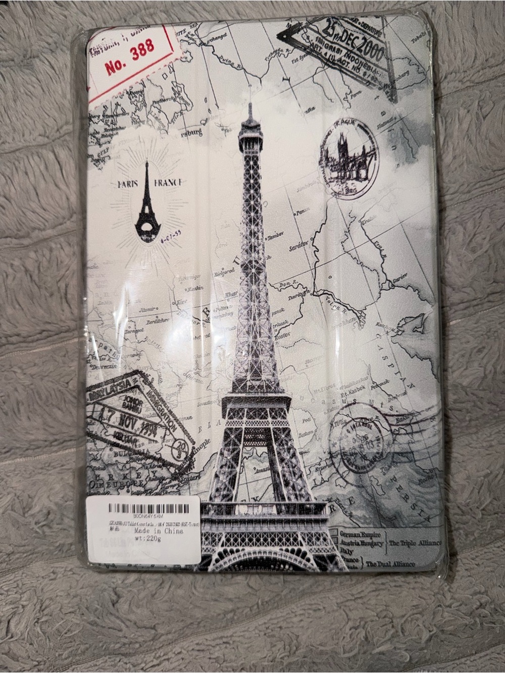 Eiffel Tower Pattern Tablet Case - White/Black